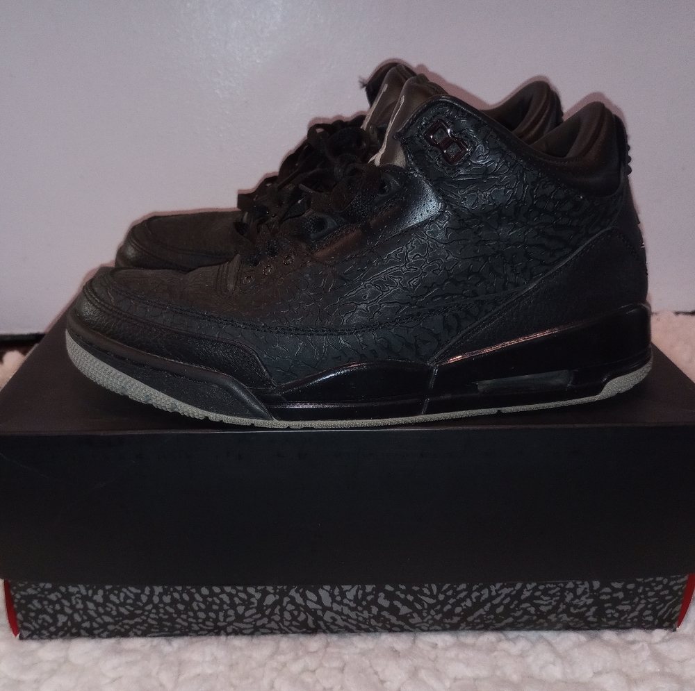 Air Jordan 3 Retro 'Black Flip' Black/ Metallic Silver